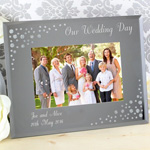 Personalised Any Message Diamante Landscape 6x4 Glass Photo Frame