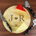 Personalised Monogram Cheeseboard with 3 Cheese Knives