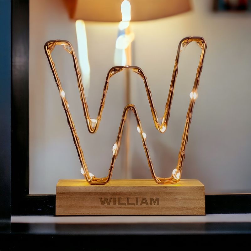 Personalised Engraved Light Up Letter Light - W