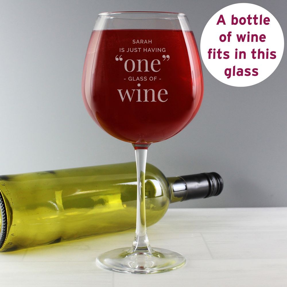 Personalised "One Glass" Bottle of Wine Glass - Wine Glasses - Glassware -  All Gifts