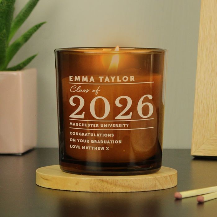Graduation Amber Personalised Graduation Amber Glass Candle