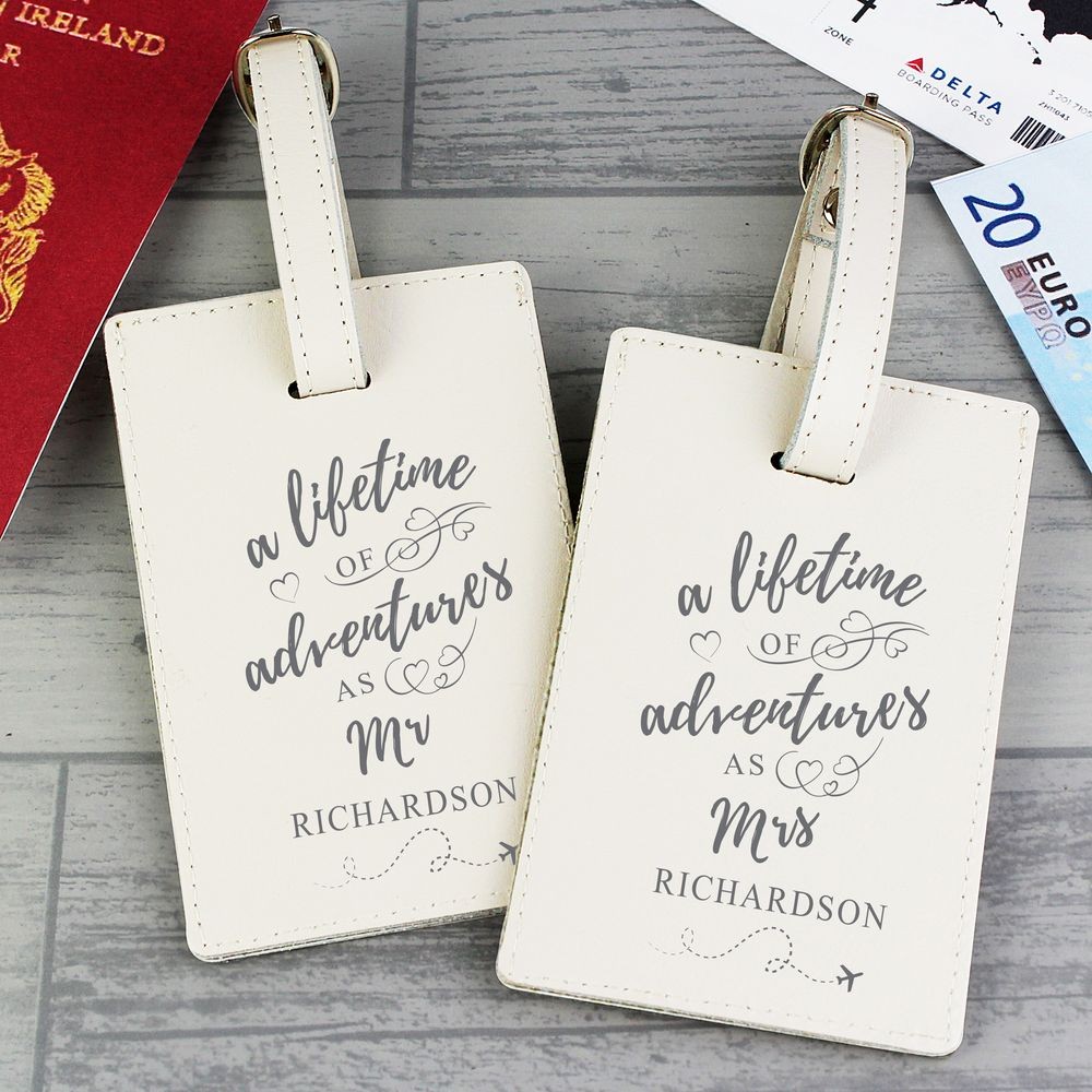 Personalised Pack of 2 Luggage Tags Custom Luggage Tag for Men and Women Traveler Gift Printed Leather Luggage Tag Black
