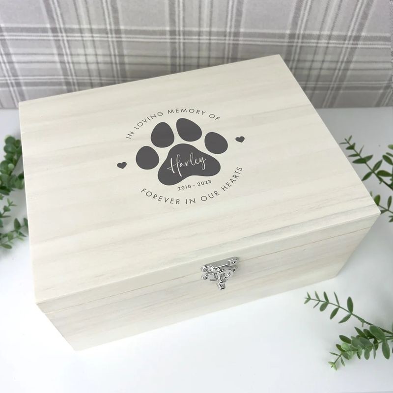Suave Names Memory Personalised Pet Name Memorial Wooden Memory Box - 34cm