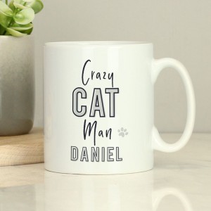 Personalised Crazy Cat Man Mug