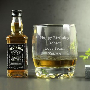 
                            Personalised Free Text Tumbler and Whiskey Miniature Set