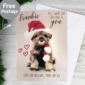 
                            Personalised Rachael Hale "All I Want For Christmas" Puppy Card