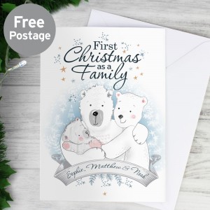 
                            Personalised Polar Bear "1st Christmas As A Family" Card