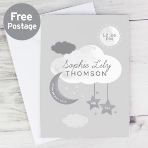 
                            Personalised New Baby Moon & Stars Card