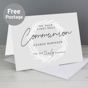 
                            Personalised Truly Blessed First Holy Communion Card