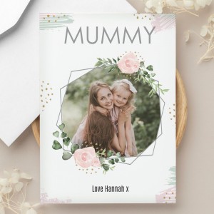 
                            Personalised Floral Abstract Photo Upload Card