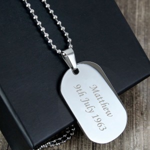 
                            Personalised Stainless Steel Dog Tag Necklace