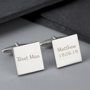 
                            Personalised Wedding Role Square Cufflinks -1 line