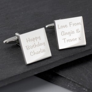 
                            Personalised Any Message Square Cufflinks - 3 lines