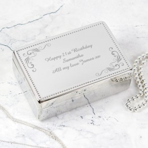 
                            Personalised Swirl Rectangular Jewellery Box