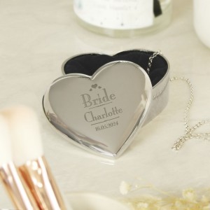 
                            Personalised Decorative Wedding Bride Heart Trinket Box