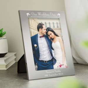 
                            Personalised Silver 5x7 Decorative Our Wedding Day Photo Frame