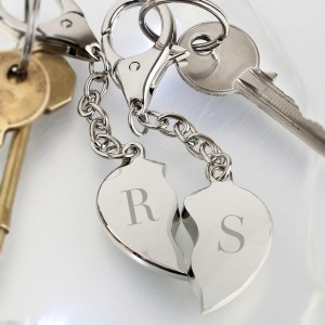 
                            Personalised Initials Two Hearts Keyring