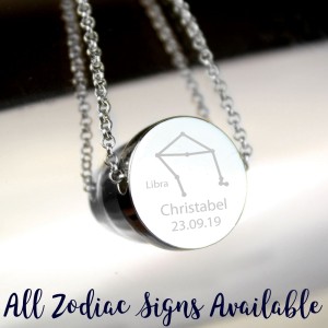 
                            Personalised Libra Zodiac Star Sign Silver Tone Necklace (September 23rd - October 22nd)