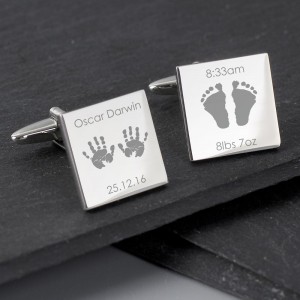 
                            Personalised Hands and Feet New Baby Square Cufflinks