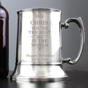
                            Personalised Best in the World Stainless Steel Tankard