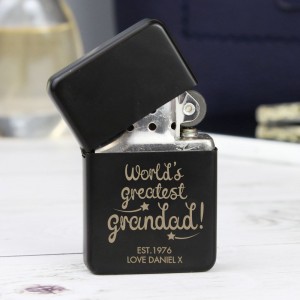 
                            Personalised "World's Greatest Grandad" Black Lighter