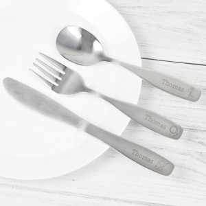 Personalised 3 Piece Hessian Friends Cutlery Set