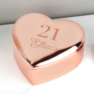 
                            Personalised Big Age Rose Gold Heart Trinket Box