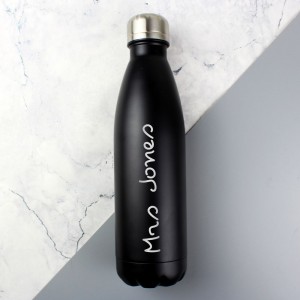 Personalised Name Only Island Black Metal Insulated Drinks Bottle