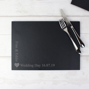 
                            Personalised Heart Motif Slate Placemat