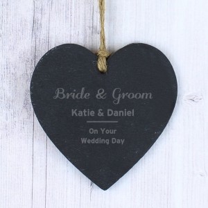 
                            Personalised Classic Slate Heart Decoration