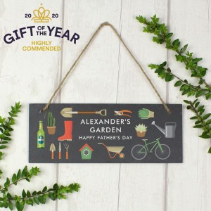 
                            Personalised Garden Printed Hanging Slate Plaque
