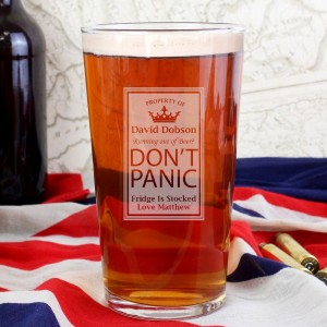 
                            Personalised Don't Panic Pint Glass