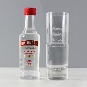 
                            Personalised Shot Glass and Miniature Vodka Set - Text Only