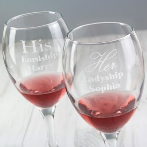 
                            Personalised His & Her Wine Glass Set