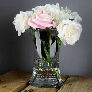 Personalised "Ruby Anniversary" Glass Vase