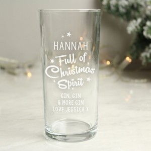Personalised Full Of Christmas Spirit Hi Ball Glass