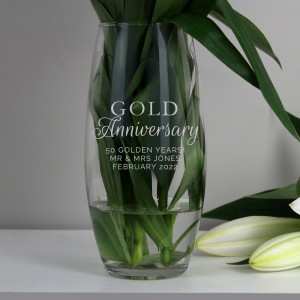 
                            Personalised "Gold Anniversary" Bullet Vase