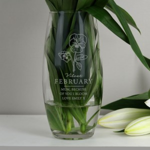 
                            Personalised February Birth Flower Bullet Vase