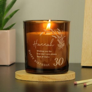 
                            Personalised Birthday Amber Glass Candle