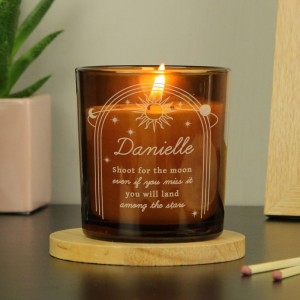 
                            Personalised Celestial Amber Glass Candle