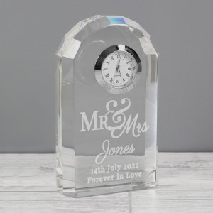 
                            Personalised Mr & Mrs Crystal Clock