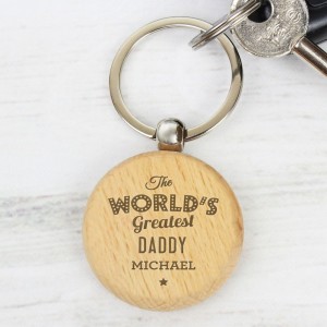 Personalised "The World's Greatest" Wooden Keyring