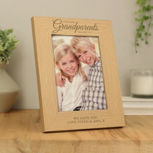 Personalised "The Best Grandparents" 5x7 Oak Finish Photo Frame