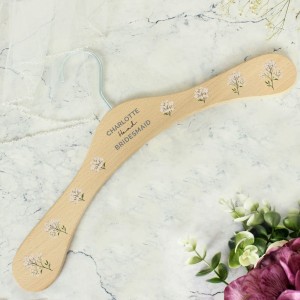 
                            Personalised White Floral Wooden Hanger