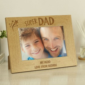 
                            Personalised Super Dad 6x4 Landscape Wooden Photo Frame