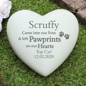 
                            Personalised Pet Pawprints Heart Memorial