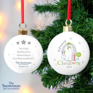
                            Personalised The Snowman and the Snowdog My 1st Christmas Bauble