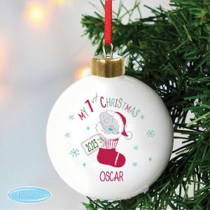 
                            Personalised Tiny Tatty Teddy My 1st Christmas Stocking Bauble