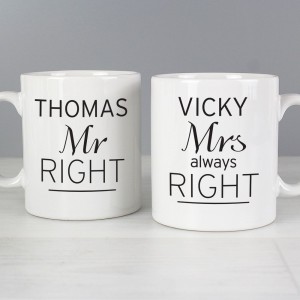 
                            Personalised Classic Mr Right/Mrs Always Right Mug Set