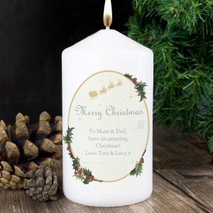 
                            Personalised Traditional Christmas Pillar Candle
